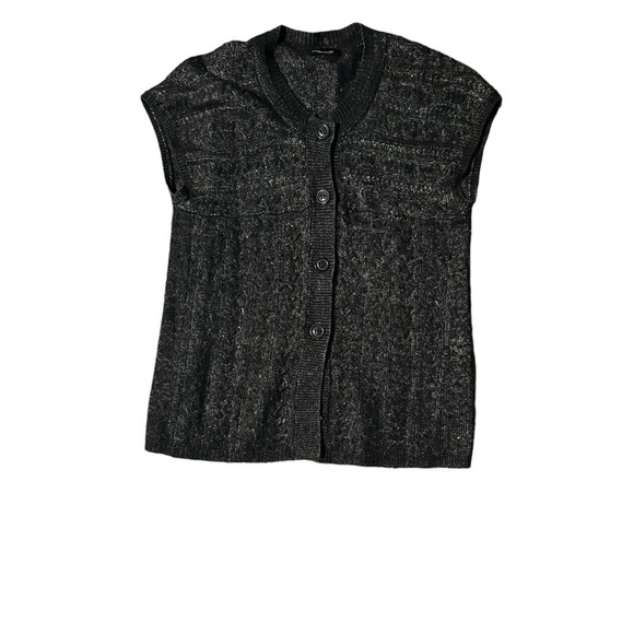 Frank Walder Women's Short Sleeve Button Up Cardigan Spotted Dark Gray Size 12 - Picture 3 of 11